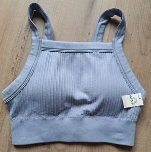 Aerie Light Blue Ribbed Sports Bra